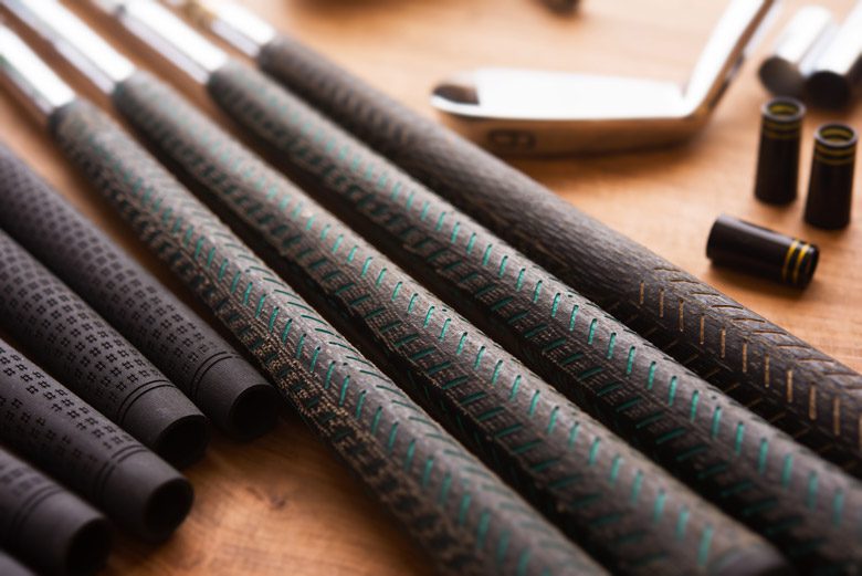 Close up picture of golf club grips