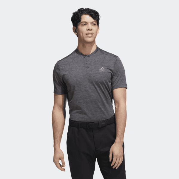 Adidas Textured Stripe Collarless Polo - Image 2