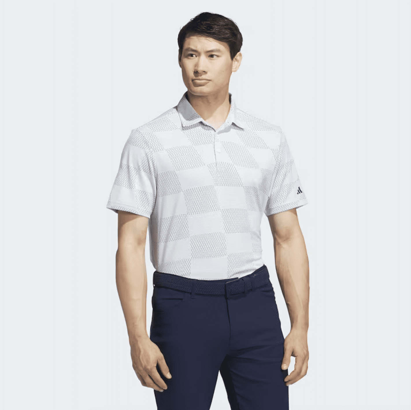 adidas Textured Golf Polo Shirt - White/Grey adidas Textured Golf Polo Shirt - White/Grey