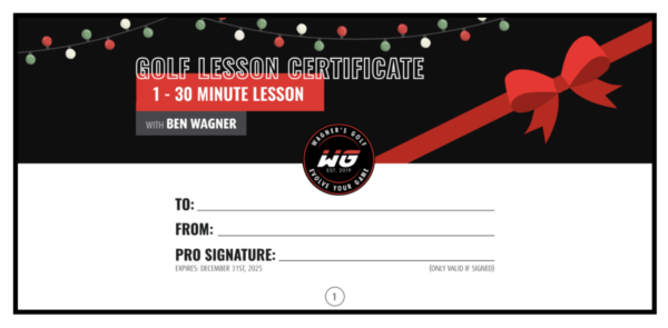 Christmas Golf Lesson Certificate- 1 Lesson