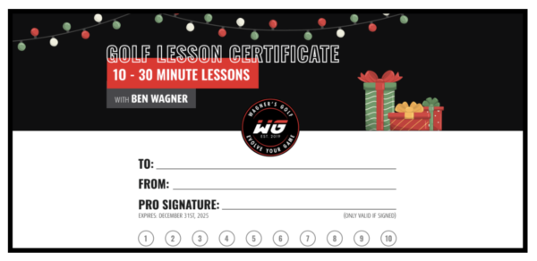 Christmas Golf Lesson Certificate- 10 Pack